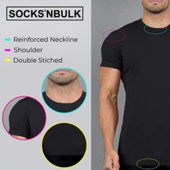 SOCKS’NBULK 24 Pack Mens Cotton Crew Neck Short Sleeve T-Shirts Mix Colors Bulk