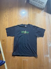 Vintage Stitched Embroidered T Shirt XL 90s USA Made Army Military Black Tee Y2K