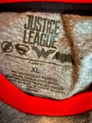 Justice League Raglan T-Shirt Gray Black Red Size XL