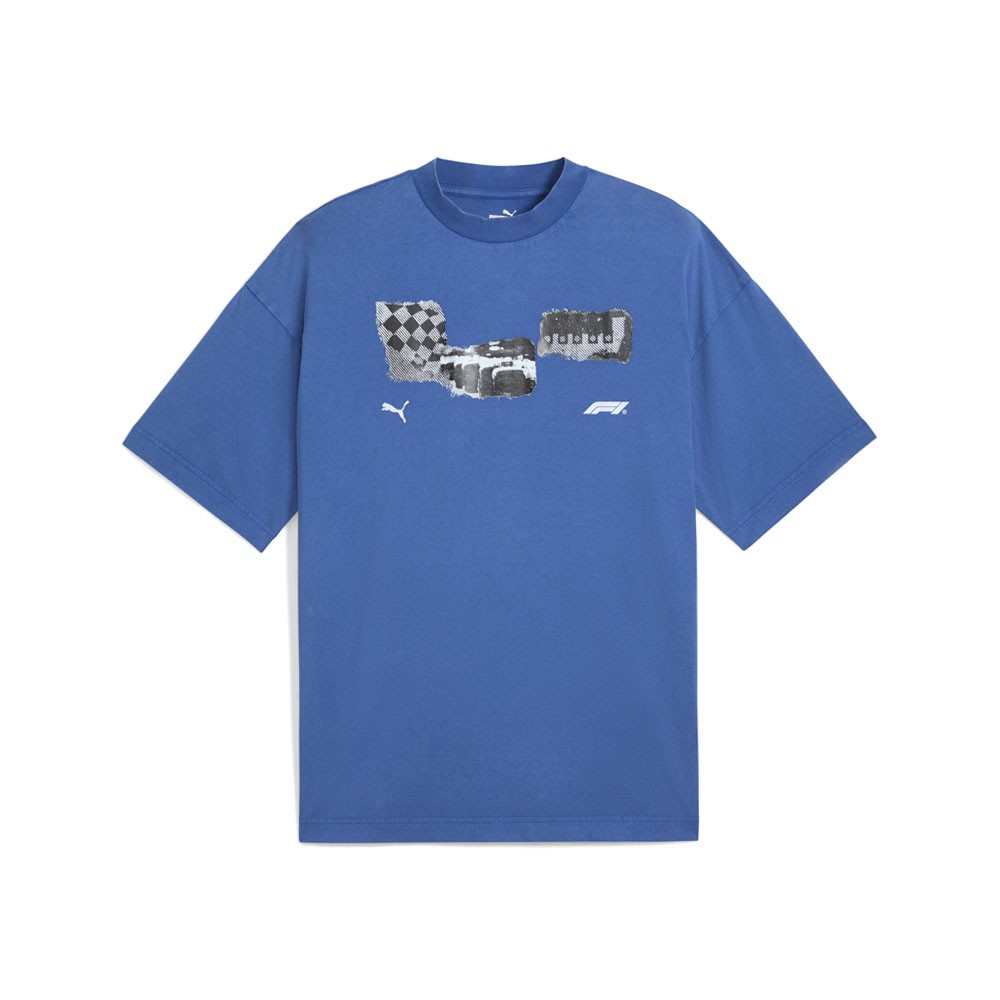 PUMA F1 Graphic Crew Neck Short Sleeve T-Shirt Mens Blue Casual Tops 63013605