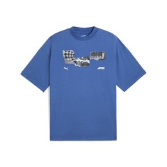 PUMA F1 Graphic Crew Neck Short Sleeve T-Shirt Mens Blue Casual Tops 63013605