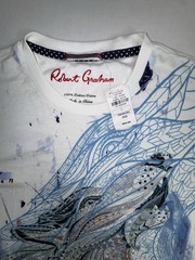 Robert Graham Men’s Wolf Graphic Crew Neck Short Sleeve T-Shirt White/Blue M
