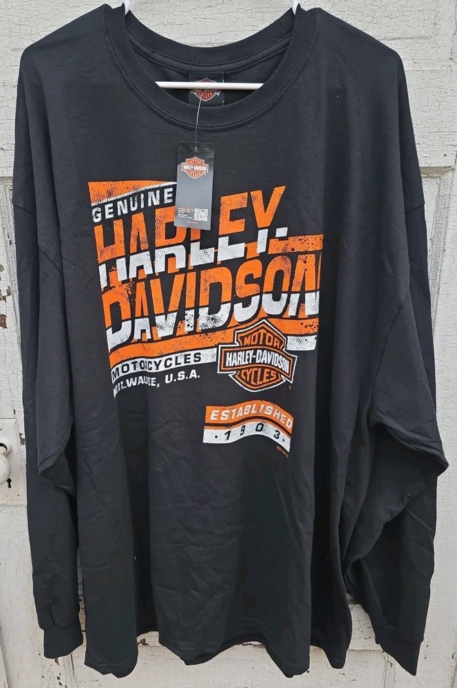 Harley Davidson T Shirt Men’s 3XL Long Sleeve Washington Pa. Black Steel City