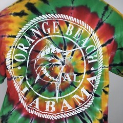 VTG 90s Orange Beach Alabama Vacation Tee Tie-Dye All Over Print T-shirt Rasta L
