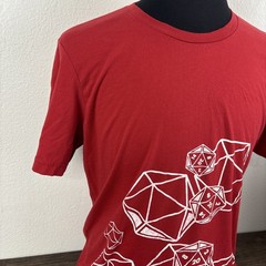 Cyberoptix D20 Dice Dungeon Master Large T-Shirt Red Hand Printed in Detroit USA