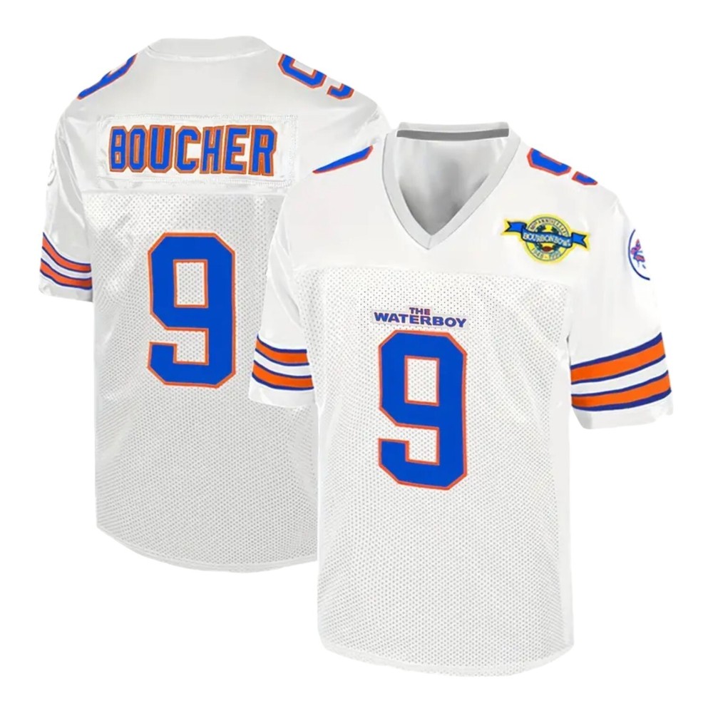 The Waterboy Bobby Boucher #9 Football Jersey Adam Sandler White Men’s 3XL