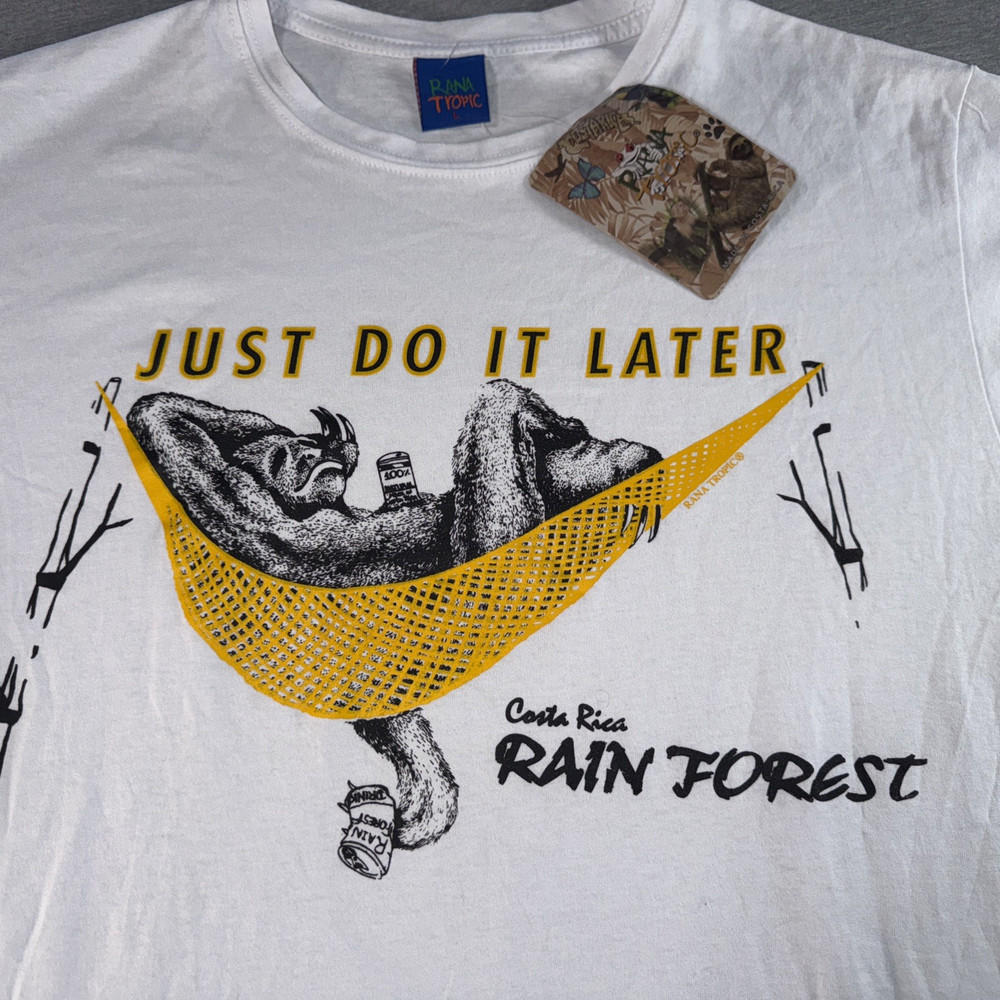 Costa Rica Men’s Shirt Large Monkey Rain Forest Graphic Print T-Shirt New Tags