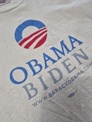 Vintage Obama Biden Bayside Heavyweight Unisex Cotton Shirt Size L Made In USA!