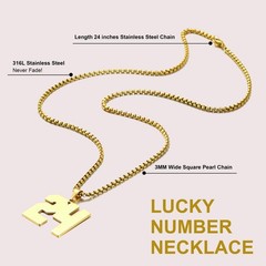 Gold Number Necklace for Men,Stainless Steel Athletes Number Chain Charm Pend…