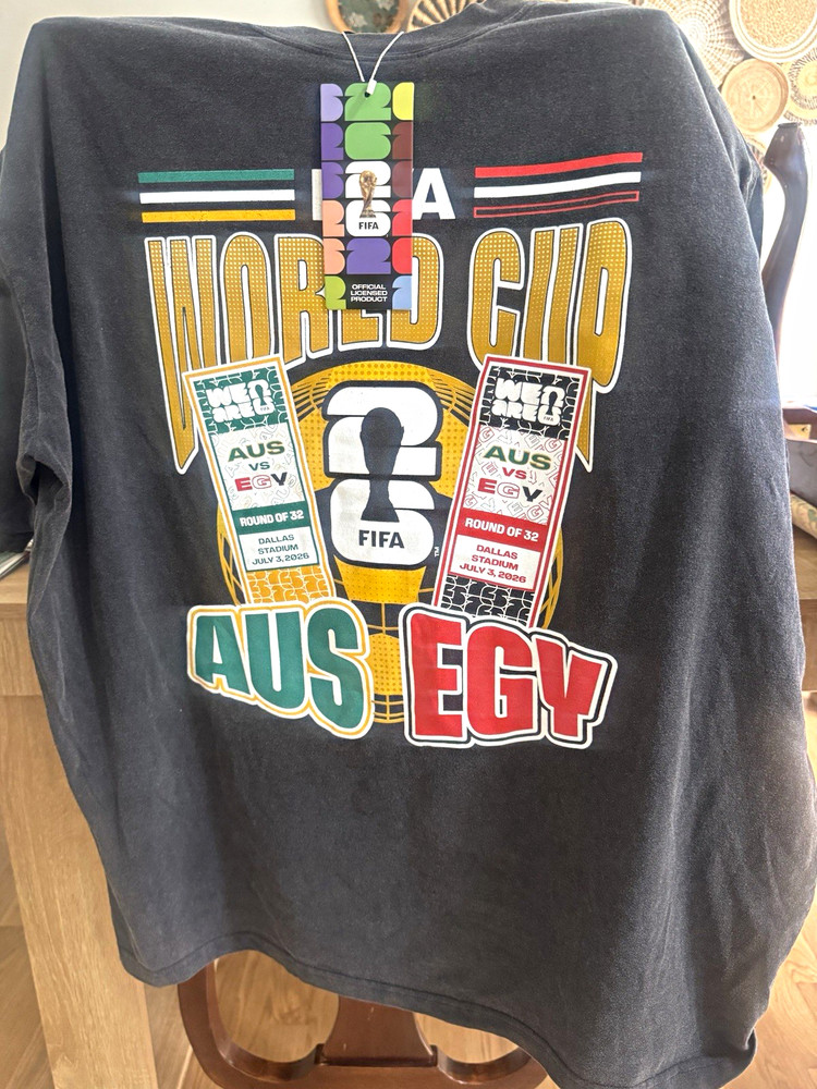 FIFA World Cup Australia/Egypt Black T-Shirt Size L knockout round, Rare.