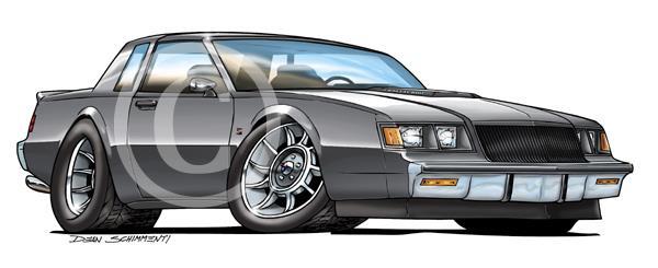 Muscle Car Buick Regal Replica T Type Cartoon T-Shirt #0602 automotive art