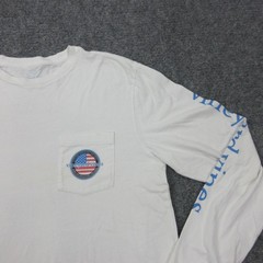 Vineyard Vines Shirt Mens Small White Long Sleeve Flag Graphic Pocket Tee USA
