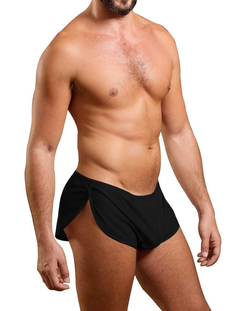 Muscle Alive Mens Extreme Mesh Shorts with Large Split Sides XX-Large, Black