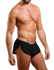 Muscle Alive Mens Extreme Mesh Shorts with Large Split Sides XX-Large, Black
