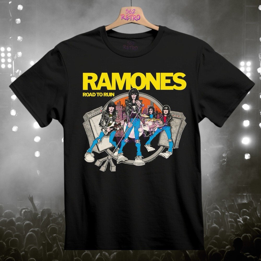 Ramones Road to Ruin Black Unisex Punk Rock Band T-Shirt 80’s 90’s Punk Tees