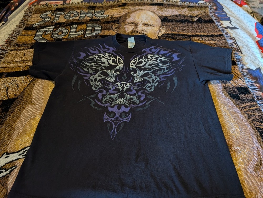 VTG Y2K Delta Pro Weight Tribal Skull Shirt XL Rare Streetwear Tough Grunge