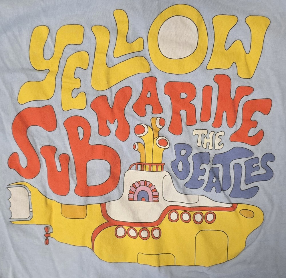 The Beatles Men T-Shirt Small Blue Yellow Submarine Short Sleeve Crew Neck!