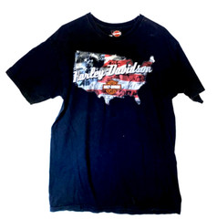 Harley-Davidson Mile High Motorcycles Spell Out T-Shirt Aurora CO American Flag