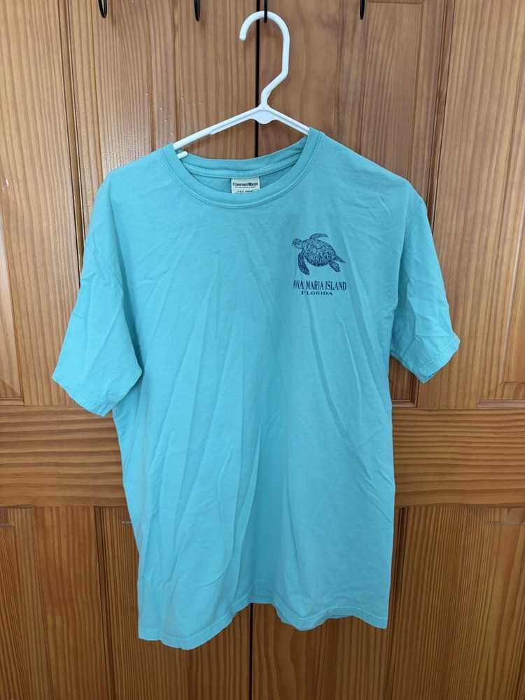 ComfortWash Men’s M Blue Double-Sided Sea Turtle Florida Beach Graphic Tee