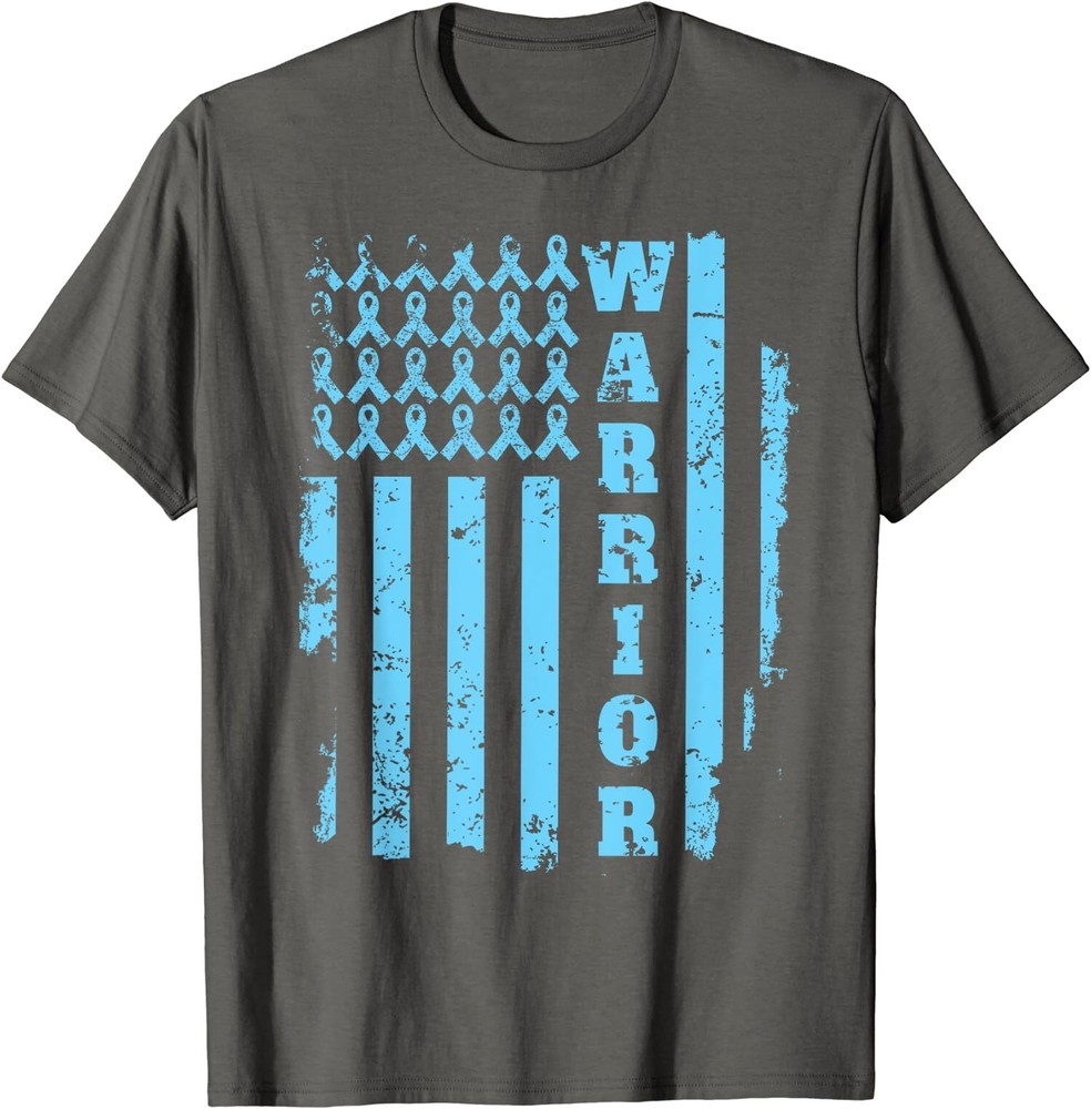 Prostate Cancer Awareness Blue Ribbon Flag Warrior Unisex T-Shirt