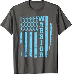 Prostate Cancer Awareness Blue Ribbon Flag Warrior Unisex T-Shirt