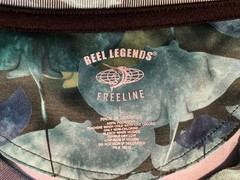 New REEL LEGENDS Freeline short sleeve Shirt Men’s Large Blue Ocean MANTA RAYS