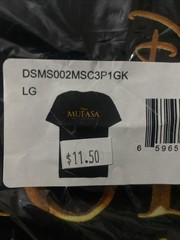 Disney Lion King Mufasa Black T-Shirt Cotton Mens Large New Sealed A1-055