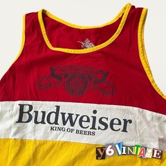 Budweiser Men’s M Sleeveless Colorblock Knit Cotton Tank Top Red/White/Yellow