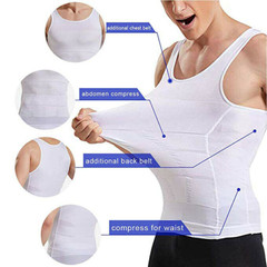 Men Slimming Body Shaper Waist Trainer Tank Top Fat Burn Belly Compression Vest