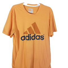 Adidas Ultimate Tee Men XL Orange Big Logo Athletic Training Shirt Performance