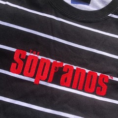 NEW Dumbgood x The Sopranos Men Sz L Black Shirt Striped Embroidered Tony Mafia