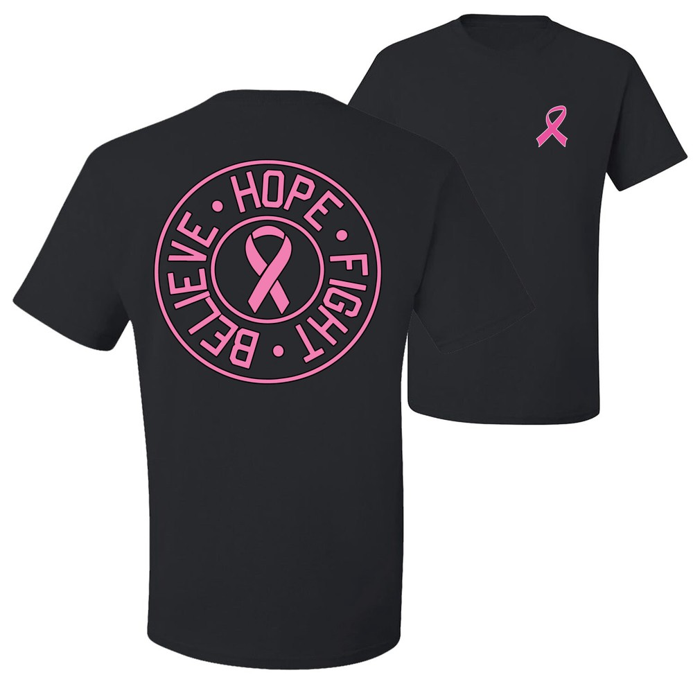 Believe Hope Fight Breast Cancer Awareness Men Graphic Tshirt