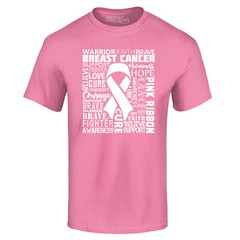 Breast Cancer White Ribbon Word Cloud T-shirt Breast Cancer Shirts