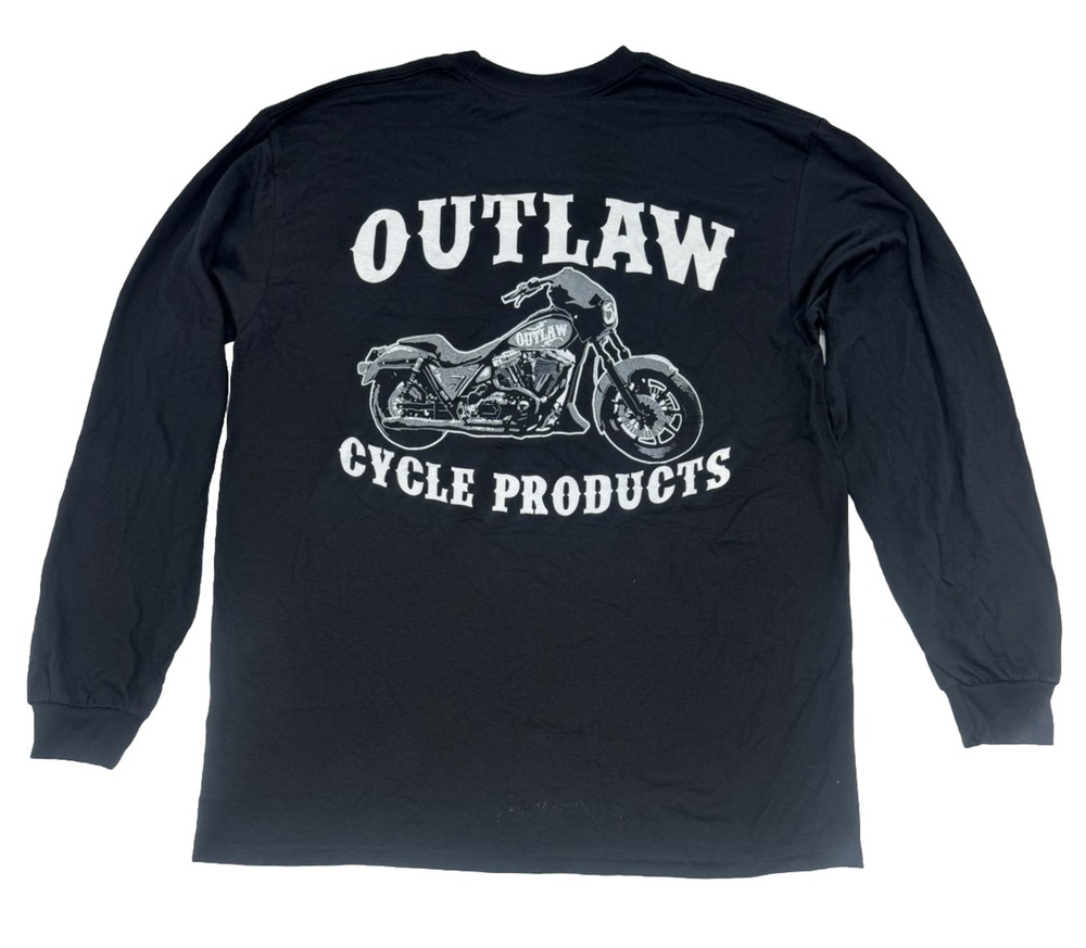 OUTLAW CYCLE PRODUCTS FXR LOGO BLACK LONG-SLEEVE T-SHIRT BIKER MOTORCYCLE