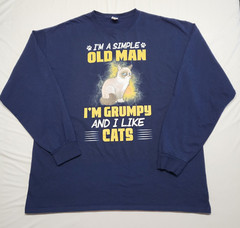 Grumpy Cat T Shirt 2XL Im A Simple Old Man Long Sleeve Grandpacore Cotton
