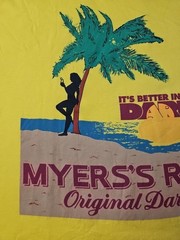 Vtg 80’s Myers’s Rum Original Dark Its Better In The Dark Promo Shirt 2XL 23×30