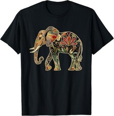 Elephant Floral Flower T-Shirt