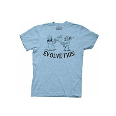 Men’s Paul Movie Evolve This! Jesus Shooting Darwin Light Blue Cosplay T-shirt