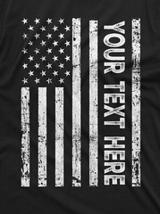 Mens Custom Text USA Flag T-shirt YOUR TEXT HERE Patriotic Flag Tee Personalized