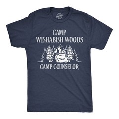 Mens Funny T Shirts Camp Wishabish Woods Camping Graphic Novelty Tee for Men