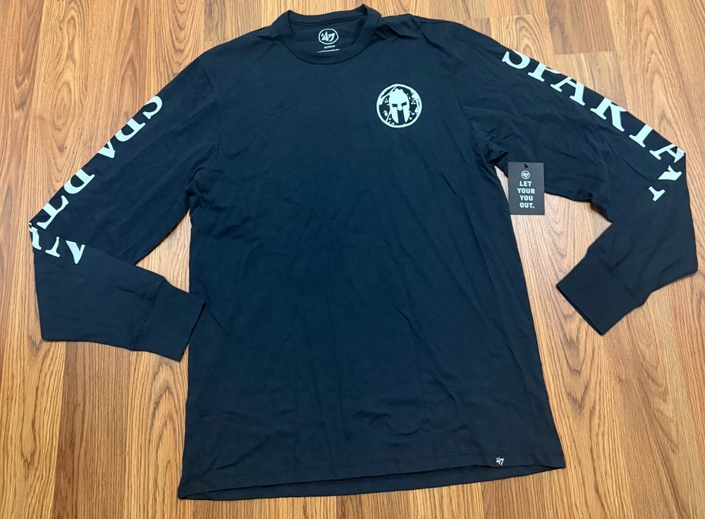 Spartan Race Long Sleeve T Shirt Mens Medium Black Logo Graphic NWT