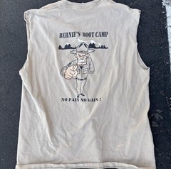 Bernie’s Boot Camp Tank Top Wrightwood CA Graphic Cut Off Shirt Mens Large Beige