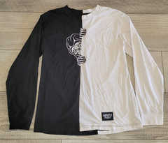 Lurking Class by Sketchy Tank Shirt Mens M Corner Split Black White Long Sleeve