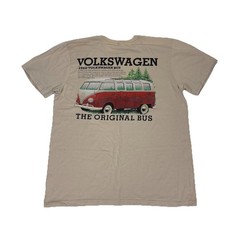Volkswagen Bus Shirt Mens Medium Tan Original Bus 1960 Style front logo car