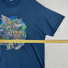 VTG Wolf Forest Tshirt Mens XL Navy Nature Mountains Outdoors Yellowstone 90s
