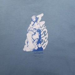 Mahagrid Men Shirt Medium Blue Gray Graphic Tee Design Studio Long Sleeve Casual