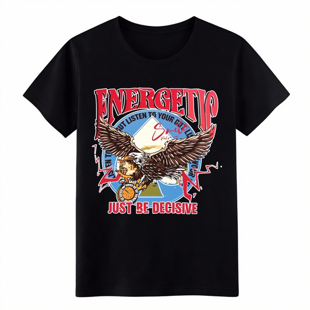 Vintage Soaring Eagle Energetic Motivational Graphic Streetwear Cotton T-Shirt