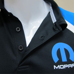 Mopar Logo Polyester Dry-Wicking Black/Blue Polo Shirt Official Licensed