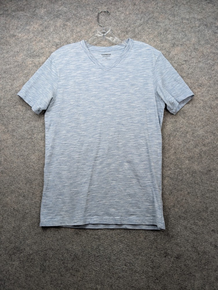 Express T Shirt Mens Medium Blue Flex Stretch V Neck Short Sleeve Comfort Preppy