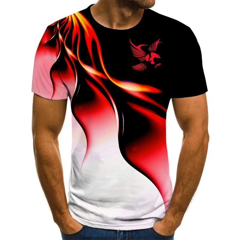 Men Eagle 3D Print T-Shirt Oversized Harajuku Streetwear Casual Tee